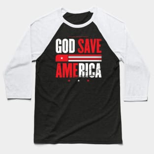 God Save America Red and White Baseball T-Shirt